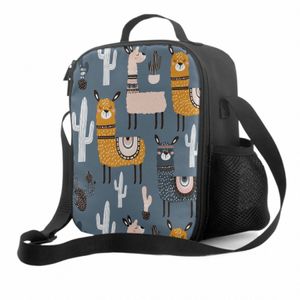 3D Black Llama Cactus Isulate Lunch Box Coloner Sac Carto Animal Thermal Lunch Consulter Sacs pour le travail scolaire Travel 34DR # #