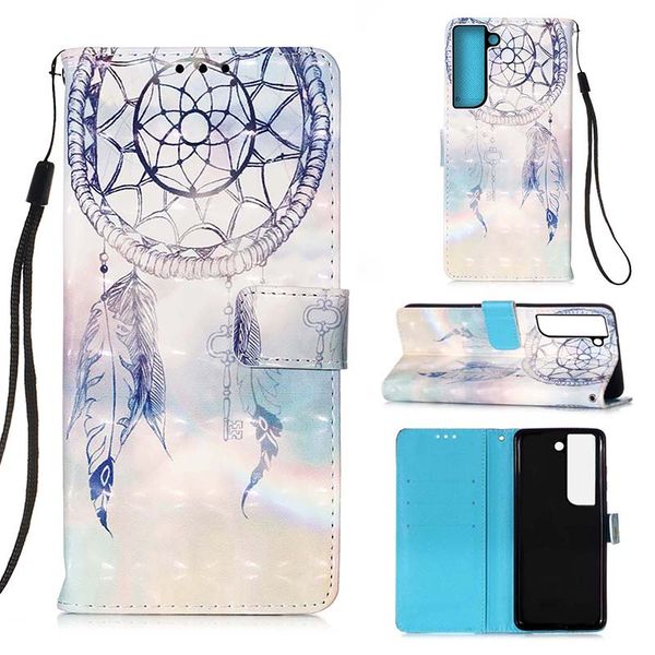 Fundas de cuero con billetera 3D Bling para iPhone 13 12 Pro Max 11 Samsung S22 PLUS S21FE S21 Ultra Dibujos animados Mariposa Búho Cráneo Sueño Flor Unicornio Flip Correa ID Tarjeta de identificación