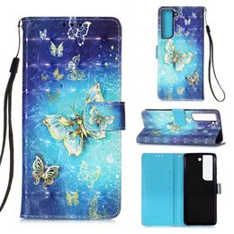 3D Bling Wallet Leather Cases voor Samsung S23 plus A54 A14 A23 A73 A13 5G Cartoon Owl Skull Dream Flower Unicorn ID Slot Flip Cover