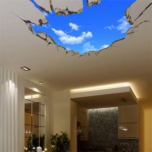 Pegatina de pared de nubes blancas y cielo azul 3D para niños, habitación de bebé, techo, arte, Mural, decoración del hogar, póster de decoración de pared de suelo autoadhesivo