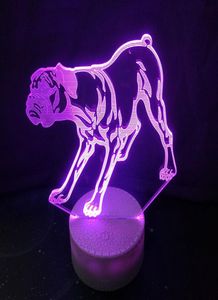 3D Boxer Dog Lampe de table colorée Contrôle tactile 7 couleurs changeantes Acrylique Bébé Veilleuse USB Décoratif Enfants Cadeaux de Noël2715539