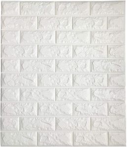 Autocollant mural en brique 3D, carreaux muraux auto-adhésifs, panneaux décoratifs muraux à décoller pour coller, pour salon chambre à coucher, couleur blanche 3D Wallpap1802001