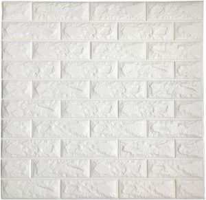 3D bakstenen muursticker zelfklevende wandtegels Peel to Stick muur decoratieve panelen voor woonkamer slaapkamer witte kleur 3D Wallpap8958410