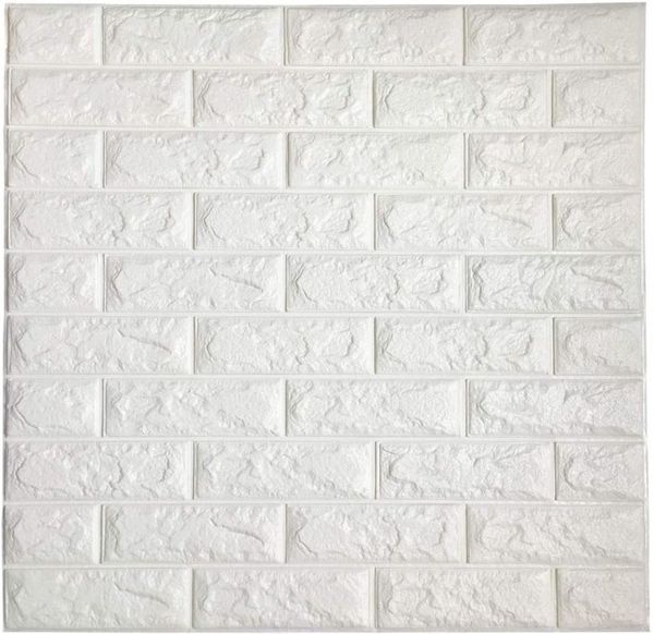 Autocollant mural en brique 3D, carreaux muraux auto-adhésifs, panneaux décoratifs muraux à décoller pour coller, pour salon chambre à coucher, couleur blanche 3D Wallpap8958410