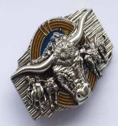 3D Bull Head Gun Dawing Color Belt Buckle SWBY856 geschikt voor 4 cm brede riem met doorlopende voorraad4215647