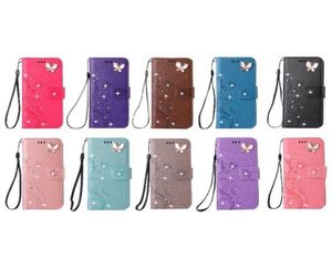 3D Butterfly Bling Diamond Leather Wallet Case voor iPhone 13 Mini 12 Pro Max 2020 54 61 67 11 XR XS 8 7 6 SE Bloemhouder FLIP1009225