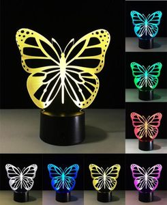 Lampe de Table LED papillon 3D tactile colorée, 7 couleurs changeantes, veilleuse en acrylique, lampe décorative de fête à domicile, cadeaux 8109562