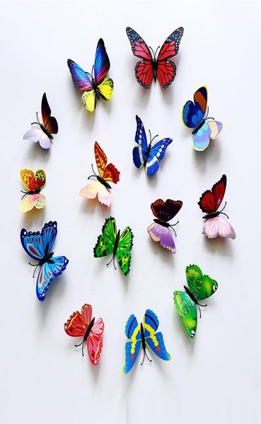 Autocollant mural papillon 3D, simulation de papillons 3D, décoration murale à Double aile, sparadrap artistiques, décoration de la maison, 4486299