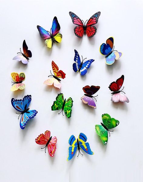 Sticker mural papillon 3D Butterflies simulées 3D Butterfly Double aile décoration murale Art décalcomanies pour la maison 6686078