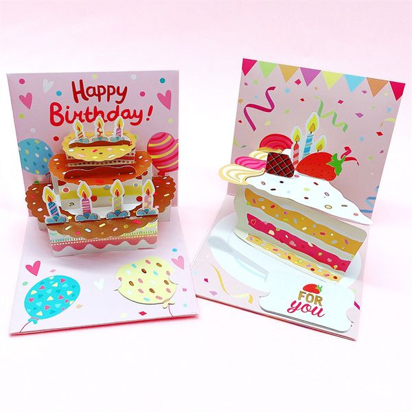 Pastel 3D Pop-up Tarjetas de feliz cumpleaños Cumpleaños Los mejores deseos para ella Tarjetas de felicitación