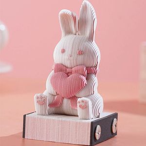 Calendrier 3D 2024 Migne Rabbit Memo Pad Remarques Note Brepad Bureau Gift For Girl Panda Paper Sculpture Art Decoration 240517