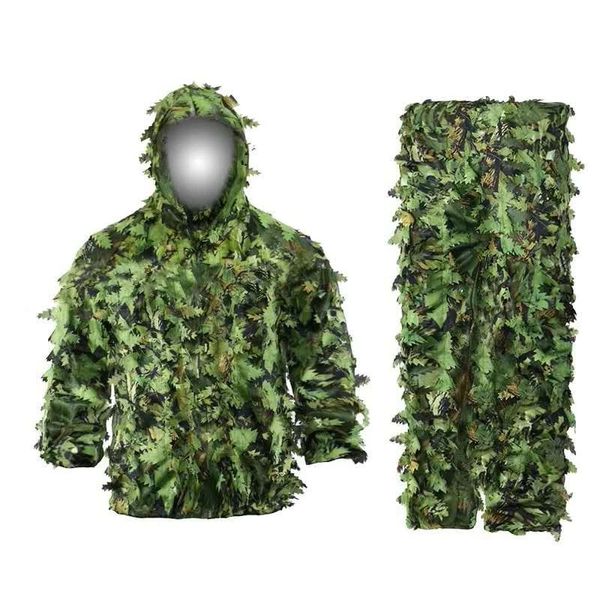 Camouflage 3D Vêtements verts Feuilles de chasse Ghillie Suit bionic Woodland Camouflage Universal Camo Sniper tenue