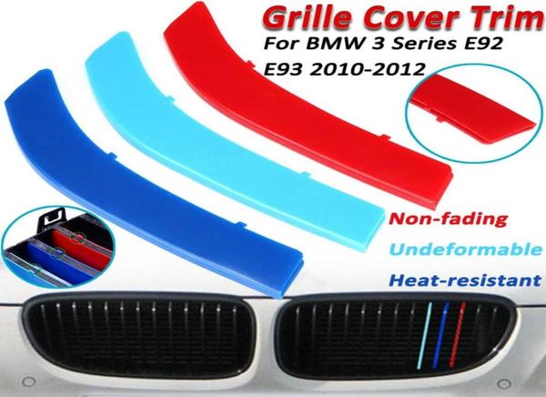 Couverture de bandes de sport de garniture de calandre avant de voiture 3D pour BMW E92 E93 1012 3 couleurs capot pare-chocs rein gril Grille Motorsport autocollants20815087789688