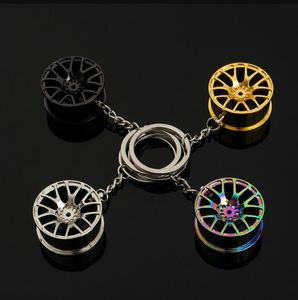 Llaveros de cubo de rueda de Metal para coche en 3D, llaveros de coches deportivos para coche, llavero colgante de plata y oro, joyería colgante