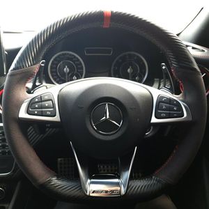 Volant en cuir suédé noir en Fiber de carbone 3D, housse enveloppante pour Mercedes Benz classe S S500 2016 classe A AMG A45 16-19244y