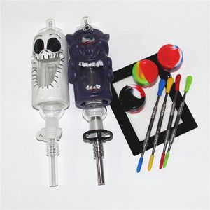 3D Cartonn Resin Hookahs Nectar DAB Glazen buizen 14 mm met roestvrijstalen kwarts Tip Rookpijp Strooprigs