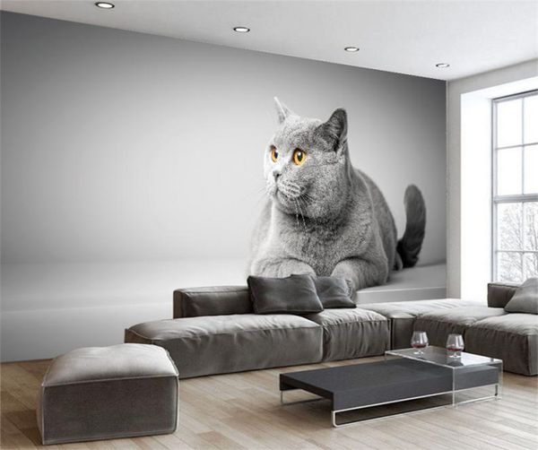 3D Cartoon Animal Canvas Cat Wallpaper Wall Sticker Murales Childre