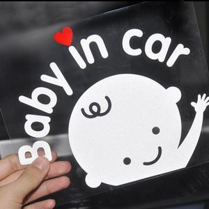 Calcomanías de coche de dibujos animados 3D, vinilo reflectante, estilo bebé en el coche, pegatina de coche que se calienta, pegatina de pared reflectante para bebé a bordo