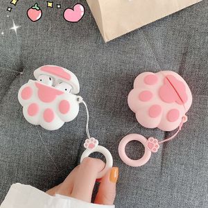 3D Cartoon Kat Poot Ontwerp Draadloze Bluetooth Oortelefoon Case voor AirPods 1e 2e Generatie voor Apple AirPods 1 2 Cover Accessoires 50 stks