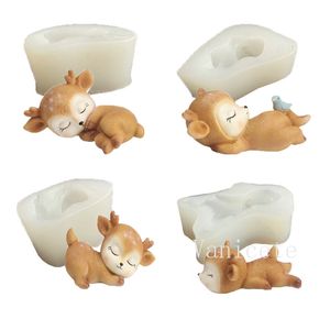 3D Dessin Animé Sika-Cerf Forme Cuisine Moule De Cuisson Mignon Cerf Silicone Moule Fondant Chocolat Cupcake Dessert Gâteau Décoration Outils T9I002446