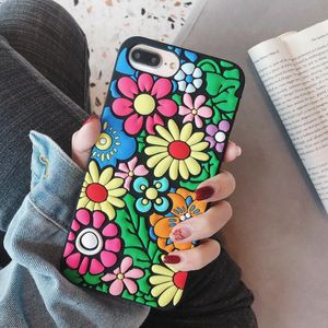 Dessin animé 3D Dossier Soft Silicone Coque Tea Tea Flower Cas de téléphone pour iPhone 12 11 PRO XS MAX XR x 8 7 SAC OPP