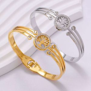 Bracelet en acier titane de Style bijoux d'interférence en or sculpté en 3D avec nouveau diamant complet plaqué or