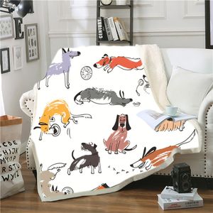 3D chat et chien imprimé Sherpa couverture canapé housse de couette bureau voyage literie sortie velours peluche jeter couvertures polaires