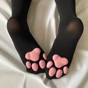 3D Cat Paw Kouunes driedimensionale kattenvleesvlees Panty Cosplay Animatie Anime knie Long Socks Girl Lolita Sexy Hosiery 240401