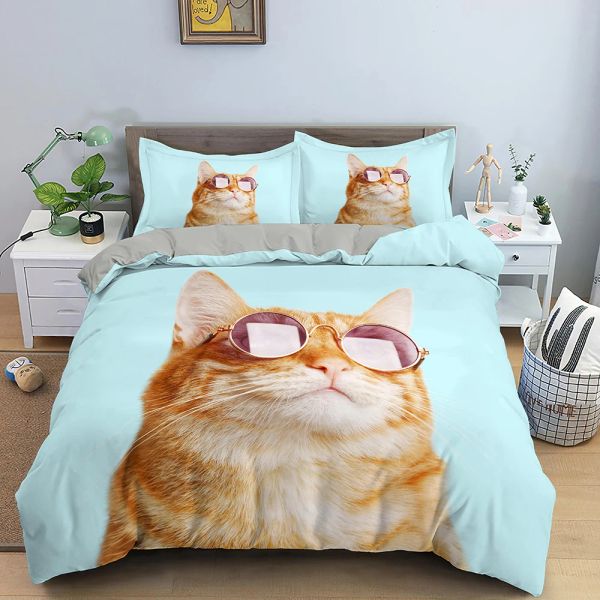 Couverture de couette 3d chats pour garçons filles mignons liberes imprimées à la literie imprimée pour animaux de compagnie