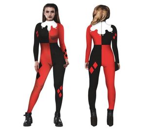 3D Catsuit Women Halloween Cosplay Jumpsuit Joker Skinny Pant Long Sleeve Bodysuit Cop Outfit Costume Party Draai63969908752049