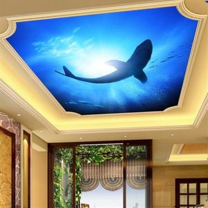 3d peintures murales de plafond papier peint personnalisé po océan monde requin fond dans le salon décor à la maison 3d peintures murales pour les murs 3 d244e