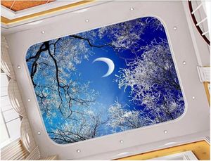 3d plafond muurschilderingen behang custom po Winter hemel in de nachtelijke hemel in het bos hemel nacht plafond schilderij behang voor muren 4957305