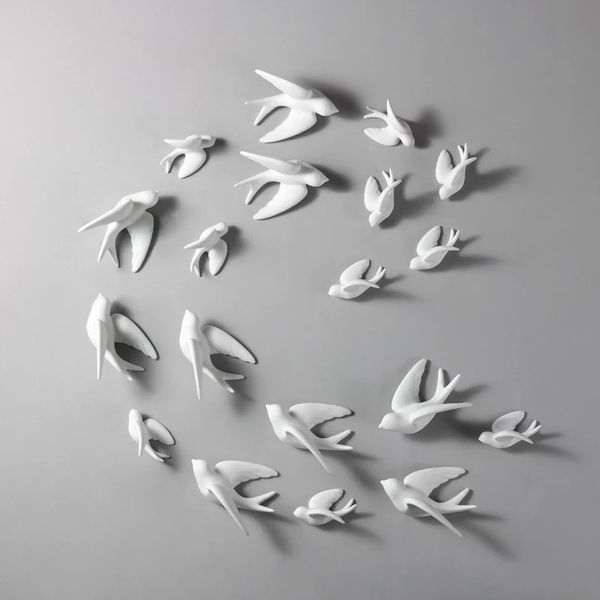 3D Céramique Birds Mur suspendu décorations de maison Artisanat Ornements DIY Salon Créatif Decors artisanat Nordic Style Pendant
