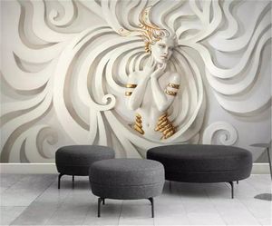 Fond d'écran de personnage 3d Sculpture en relief portant un cercle doré de beauté de chambre chambre fond de chambre décoration mural mural2312349