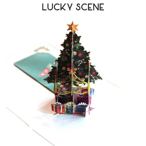 Carte de bénédiction de Noël 3D avec carte de voeux accessoires cadeaux de Noël bricolage Béniaire Message de Noël Carte d'arbre S01458