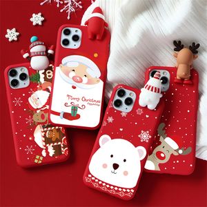 3D Christmas Doll Soft TPU -cases voor Xiaomi Redmi Note 9 8 7 6 5 8t Pro 9S 9A 8A MI 11 A3 10 Lite CC9E CC9 A2 Cartoon telefoonhoes