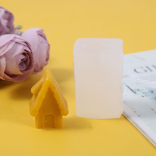 3d Noël petite maison bougie moule de moisissure en silicone