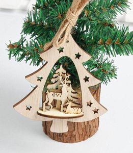 3d Christmas Tree Deer Snowman pendentif en bois ornements de Noël décorations de fête de Noël