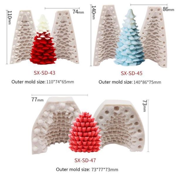 Moule à bougie en Silicone 3D, arbre de noël, pomme de pin, savon, argile, décoration de gâteau à faire soi-même, 201023222I