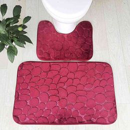 3D Cobblestone Bath Antislip Pad U-vormige Toilet Pads Voet Massage Mat Effen Kleur Embossing Tapijt Non-Slip Floor Tapijten 211109