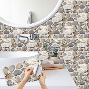 Patrón de adoquines en 3D de ladrillo esbelto de ladrillo de mosaico adhesivo de la cocina Decoración de arte impermeable para el hogar 220607