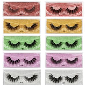 3D kleur wimpers verpakkingsdoos gekleurde bodemkaart wimpertjes met krullen en peezer natuurlijke dikke overdreven make -up valse wimpersextensievoorziening 30 stks