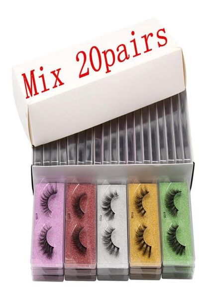 Couleurs de couleurs 3D Boîte d'emballage Colore Colde de cils de carte de fond colorée avec burler et pinceau naturel épais exagéré False Eye2281869