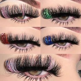 3D couleur faux cils naturel longs cils colorés maquillage dramatique faux cils fête colorée pour Cosplay Halloween 240318