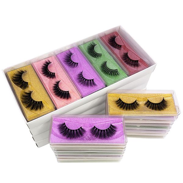 3D Couleur Flash Cils Avec Boîte Couleur Fond Carte Imiation Mink Lash Cils Naturel Long Épais Exagéré Kit De Maquillage Extension De Cils Fourniture