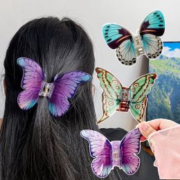 Pinzas en forma de garra para el pelo de mariposa grande y colorida en 3D, pinzas para el pelo de cangrejo acrílico, horquillas para coleta, pasadores, accesorios para el cabello