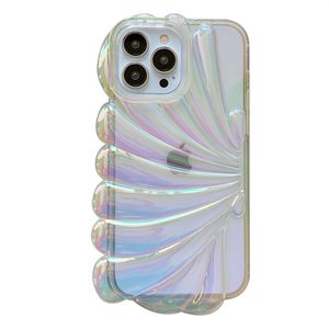 Funda de teléfono transparente con láser de carcasa colorida 3D para Iphone 14 Pro Max 11 12 13 Pro Max, funda plisada de lujo a prueba de golpes