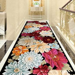 Alfombras de flores creativas 3D, felpudo europeo para pasillo, sala de estar, dormitorio, alfombras, alfombra para escaleras de cocina, antideslizante, el Mats306i