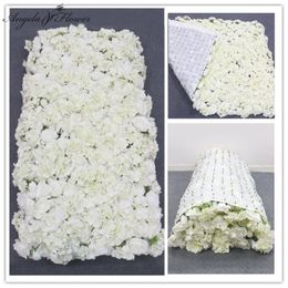 3D-creatieve bloemmuur gemaakt met stof worden opgerolde kunstmatige bloemstuk bruiloft achtergrond muur decor hortensia rose