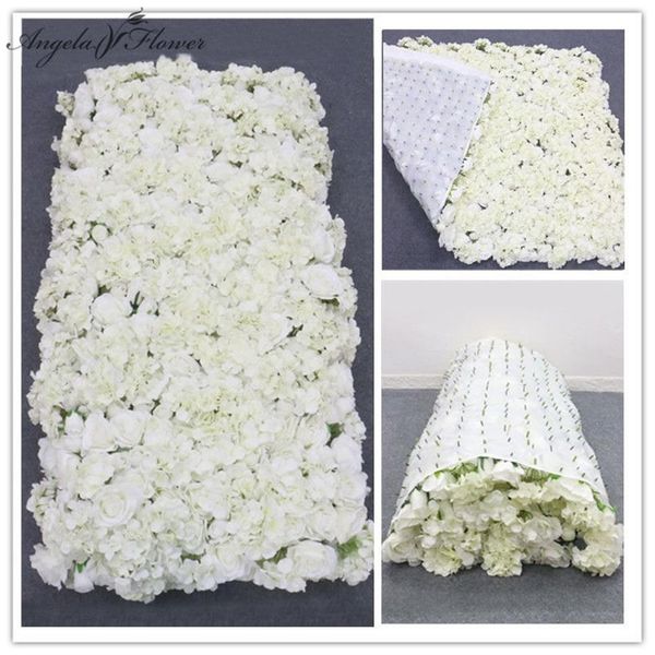 Mur de fleurs créatif 3D fait avec du tissu à enrouler, arrangement de fleurs artificielles, décoration murale de fond de mariage, hortensia Rose325x